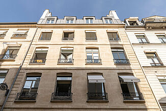 Building with Art Déco architecture in which the Chanel flagship store is located on Rue Cambon in Paris.