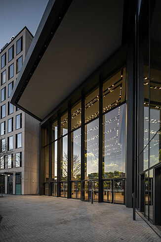 Exterior view of the ground floor of the Varso Tower.