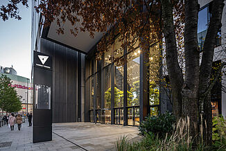 Entrance area of the Varso Tower in Warsaw.