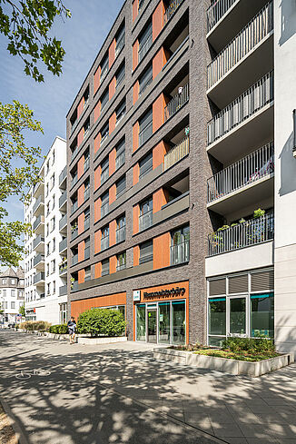 View of the Alea residential complex in Frankfurt.