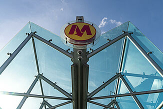 Glass roof of a metro entrance in Warsaw.