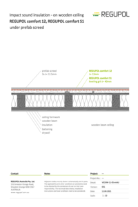 REGUPOL comfort 12 and REGUPOL comfort S1 under OSB sheeting on wood frame ceiling